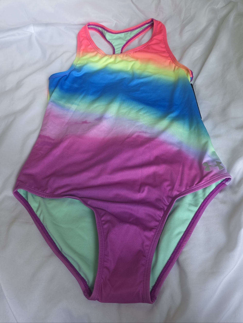 Under Armour Girls Rainbow Ombre One-Piece Swimsuit SPF 30 Size 16 Youth NWT